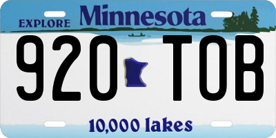 MN license plate 920TOB