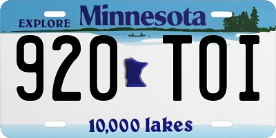 MN license plate 920TOI