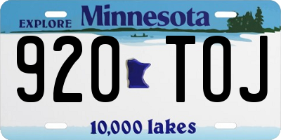 MN license plate 920TOJ