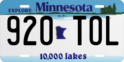MN license plate 920TOL