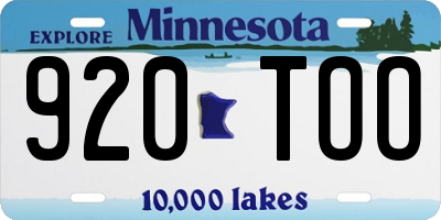 MN license plate 920TOO