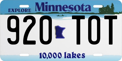 MN license plate 920TOT