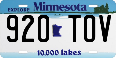 MN license plate 920TOV