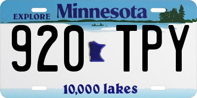 MN license plate 920TPY