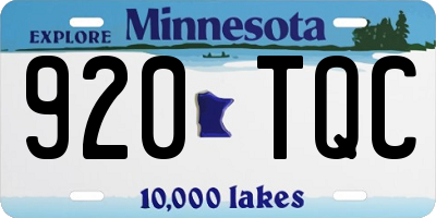 MN license plate 920TQC