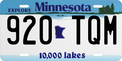 MN license plate 920TQM