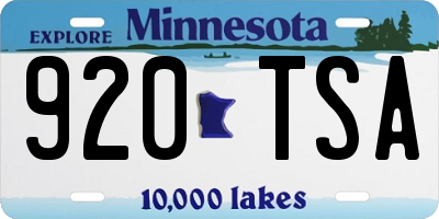 MN license plate 920TSA