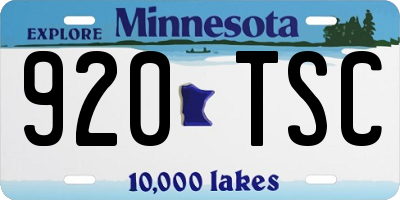 MN license plate 920TSC