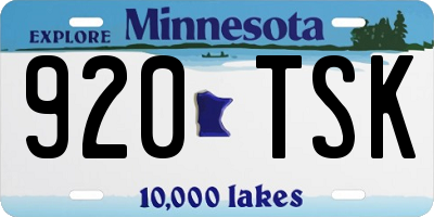 MN license plate 920TSK