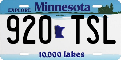 MN license plate 920TSL