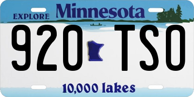 MN license plate 920TSO