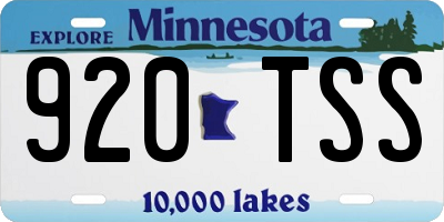 MN license plate 920TSS