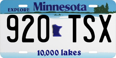 MN license plate 920TSX
