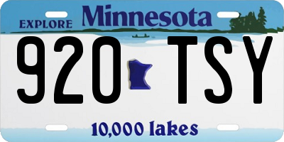 MN license plate 920TSY