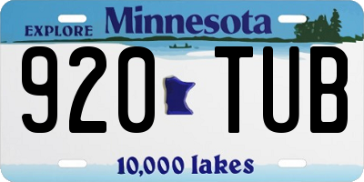 MN license plate 920TUB