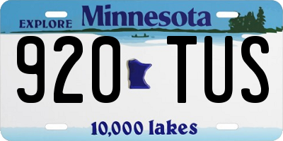 MN license plate 920TUS