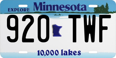 MN license plate 920TWF