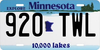 MN license plate 920TWL