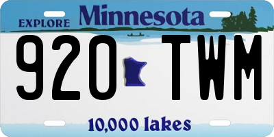 MN license plate 920TWM