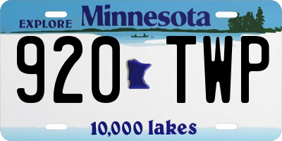 MN license plate 920TWP