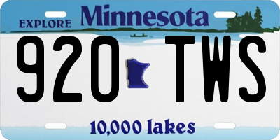 MN license plate 920TWS