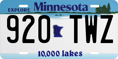 MN license plate 920TWZ