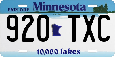 MN license plate 920TXC