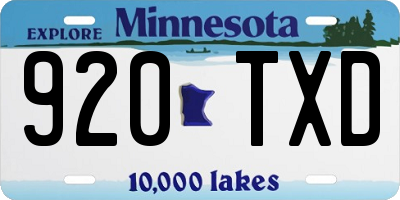 MN license plate 920TXD