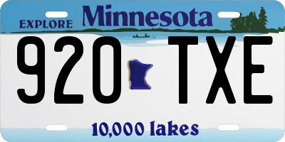 MN license plate 920TXE