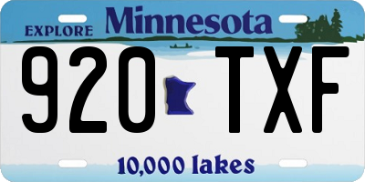 MN license plate 920TXF