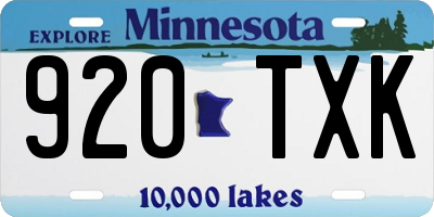 MN license plate 920TXK