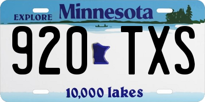 MN license plate 920TXS