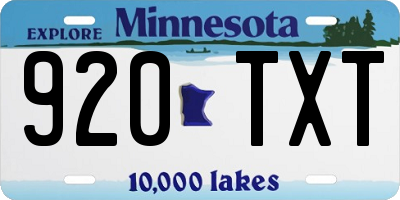 MN license plate 920TXT