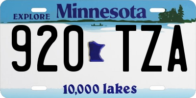MN license plate 920TZA
