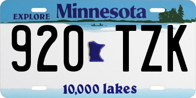MN license plate 920TZK