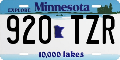 MN license plate 920TZR