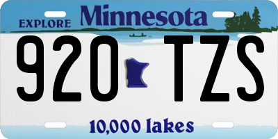 MN license plate 920TZS