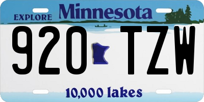MN license plate 920TZW