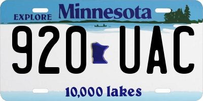 MN license plate 920UAC