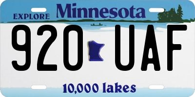 MN license plate 920UAF