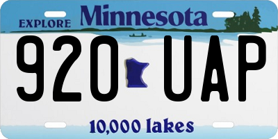 MN license plate 920UAP