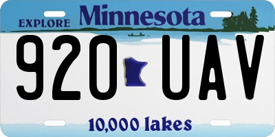 MN license plate 920UAV