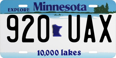 MN license plate 920UAX