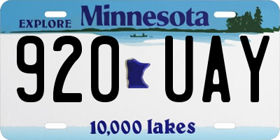 MN license plate 920UAY