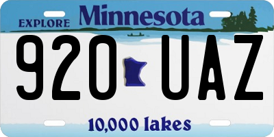 MN license plate 920UAZ