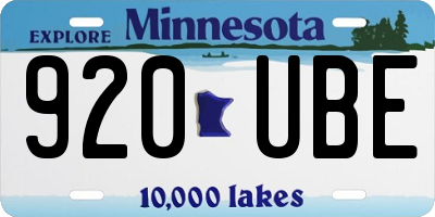 MN license plate 920UBE