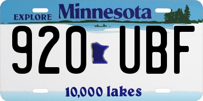 MN license plate 920UBF