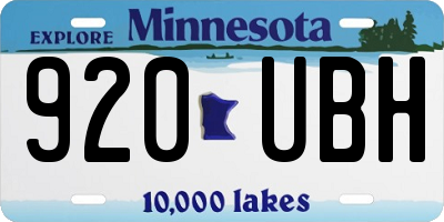 MN license plate 920UBH