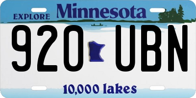 MN license plate 920UBN