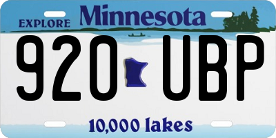 MN license plate 920UBP